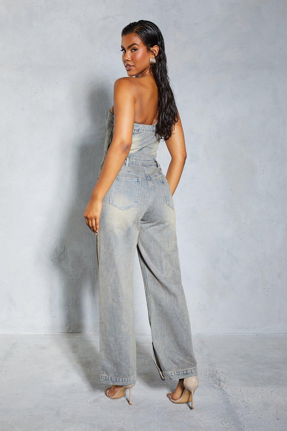 Denim Deconstructed One Shoulder Jumpsuit